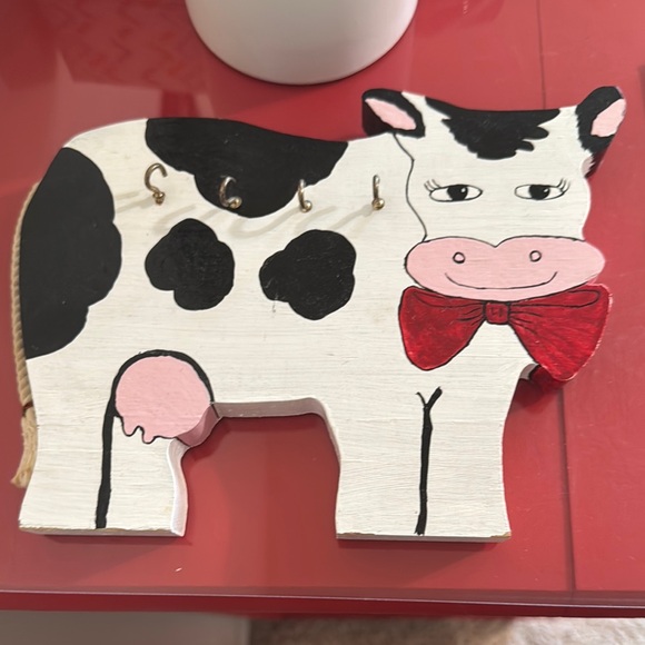 Handcrafted Wooden Cow Key Holder - Picture 1 of 6